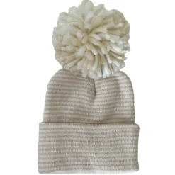 Baby's First Hat®, Sand/White Stripe Pom