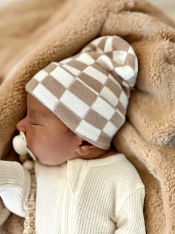 Baby's First Hat®, Tan/Warm White Checkerboard