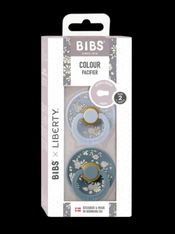 BIBS x LIBERTY Colour Round Natural Rubber Latex Pacifier 2 Pack, Capel Dusty Blue Mix