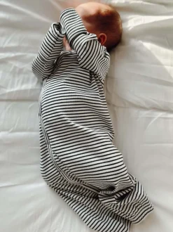 Black Stripe / Organic Ribbed Gown