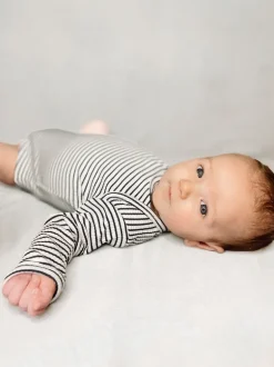 Black Stripe / Organic Ribbed Long Sleeve Bodysuit