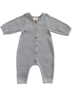 Black Stripe / Organic Ribbed Long Sleeve Bay Jumpsuit