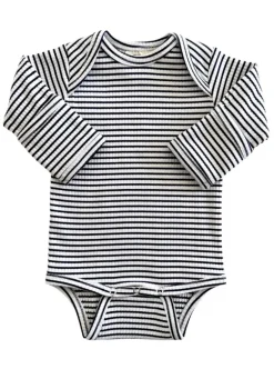 Black Stripe / Organic Ribbed Long Sleeve Bodysuit