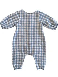 Blue Gingham / Organic Long Sleeve Bay Jumpsuit