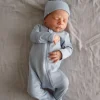 Dusty Blue / Organic Ribbed Zip Footie