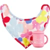 Floral Bib & Silicone Cup Set