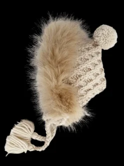 Fur Trimmed Bonnet, Natural