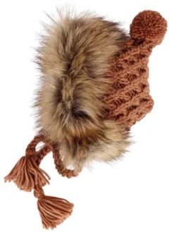 Fur Trimmed Bonnet, Pecan