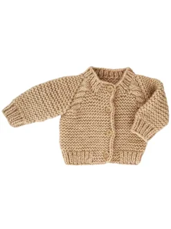 Garter Stitch Cardigan Sweater, Latte