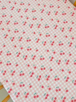 Gingham Cherries / Muslin Crib Sheet
