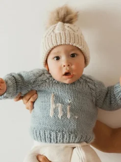 Hi. Crew Neck Knit Sweater, Surf