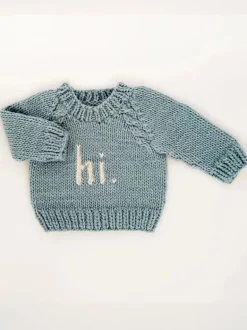 Hi. Crew Neck Knit Sweater, Surf