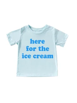 Kid's Graphic Short Sleeve Tee, Here for the Ice Cream! Ice Blue