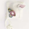 Knit Bunny Bonnet, White Flowers