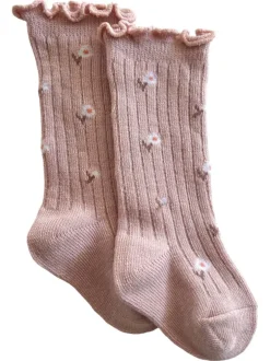 Lettuce Edge Socks, Country Pink Floral