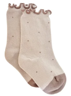 Lettuce Edge Socks, Dainty Dot Beige
