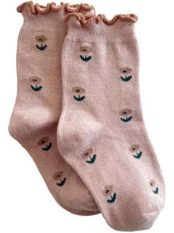 Lettuce Edge Socks, Pink Flower