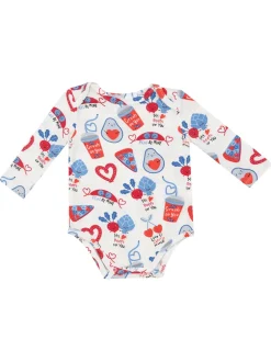 Long Sleeve Bodysuit, Love You Foodie Much Blue