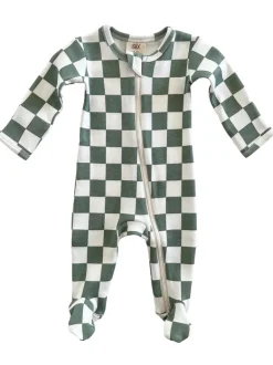Matcha Milkshake Checkerboard / Organic Zip Footie