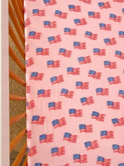 Muslin Crib Sheet, American Flag Pink
