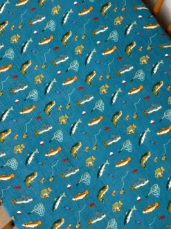 Muslin Crib Sheet, Gone Fishing