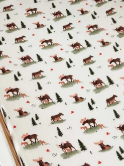 Muslin Crib Sheet, Moose