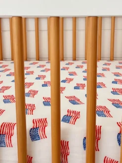 Muslin Mini Crib Sheet, American Flag