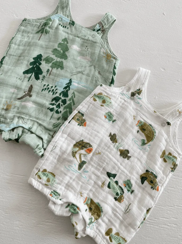 Muslin Overall Shortie, Mountain Cabin