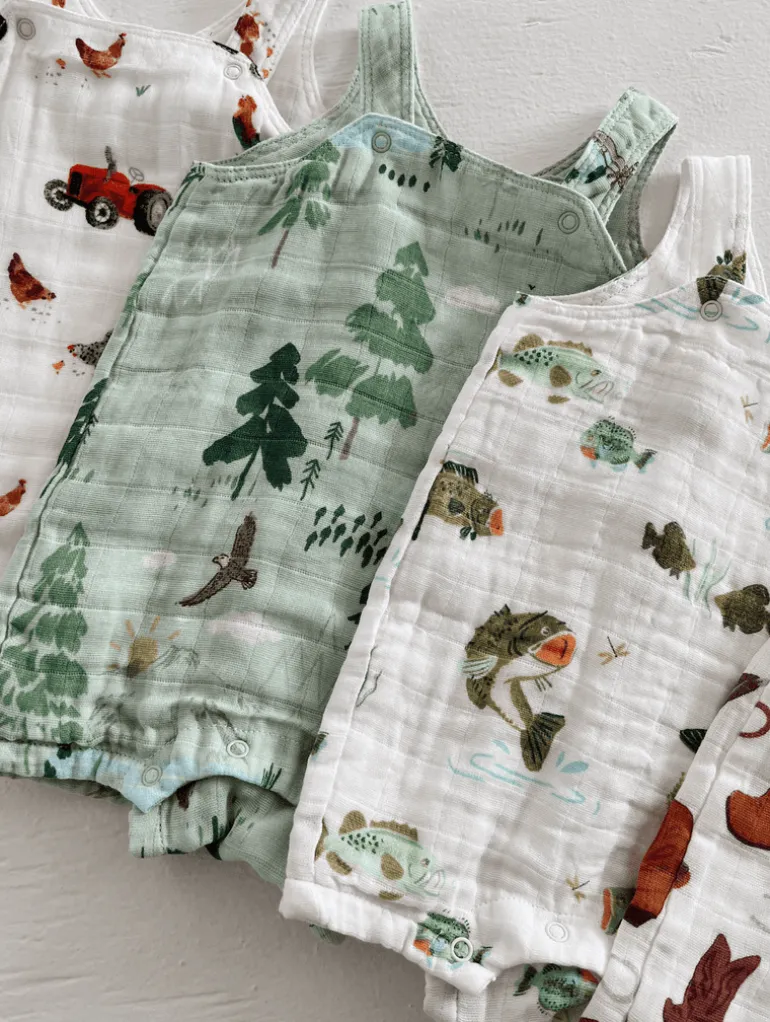Muslin Overall Shortie, Mountain Cabin