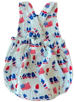 Muslin Retro Sunsuit, 4th of July Blue