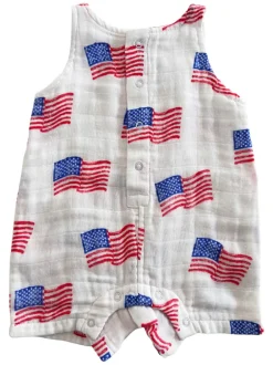 Muslin Shortie Romper, American Flag