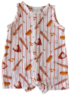 Muslin Shortie Romper, Baseball Game