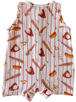 Muslin Shortie Romper, Baseball Game