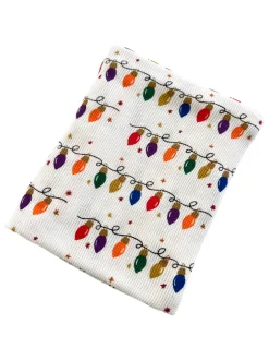 Organic Cotton Waffle Swaddle, Christmas Lights