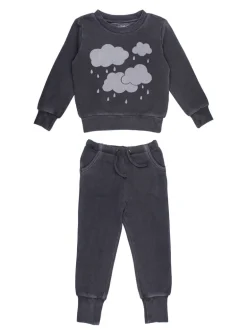Organic Kids' Cozy Graphic Sweatshirt & Jogger Set, Coal Clouds