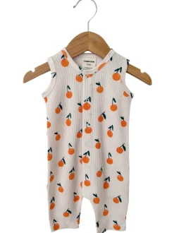 Organic Waffle Easy Romper, Oranges