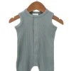 Organic Waffle Easy Romper, Mountain Green