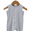 Organic Waffle Easy Romper, Silver