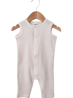 Organic Waffle Easy Romper, Snow