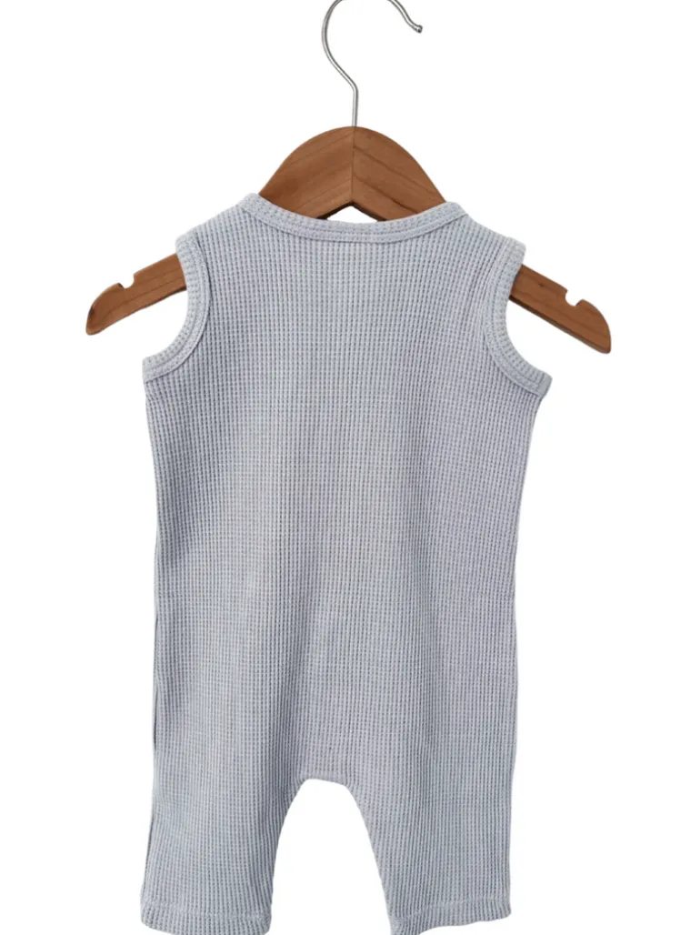 Organic Waffle Easy Romper, Silver
