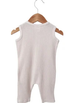 Organic Waffle Easy Romper, Snow