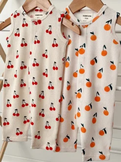 Organic Waffle Easy Romper, Oranges