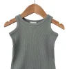 Organic Waffle Shortie Romper, Mountain Green