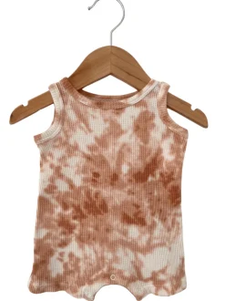 Organic Waffle Shortie Romper, Spice Tie Dye