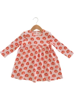 Organic Waffle Simple Dress, Blush Jack-O-Lantern