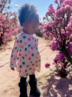 Organic Waffle Simple Dress, Pink Clover