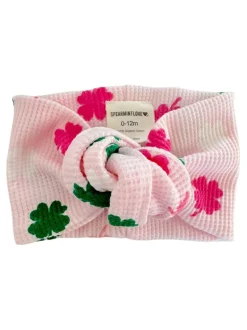 Organic Waffle Turban Headband, Pink Clover