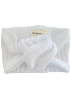 Organic Waffle Turban Headband, Lucent White