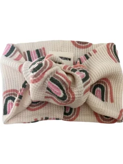 Organic Waffle Turban Headband, Pink Rainbow