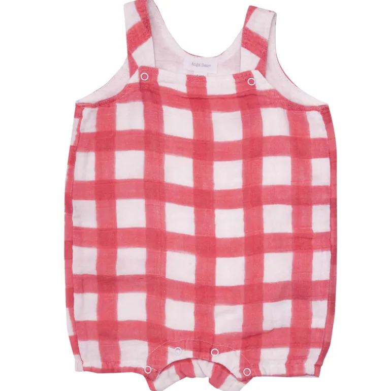 Overall Shortie, Painted Gingham Red